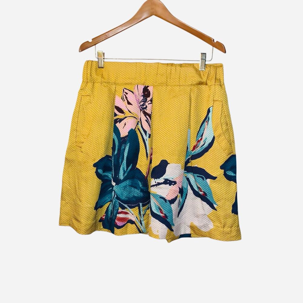 Anthropologie Maeve Tropicale Floral A-line Mini Skirt Yellow size 14 - Picture 2 of 6